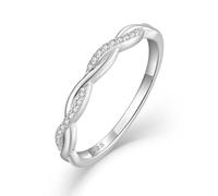 FJ Bague d'éternité infinie Argent Sterling 925 Bague Alliance Fiançailles Promesse Anniversaire Empilables Bijoux de pour Femme Taille 52