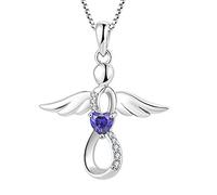 FJ Collier pour Femme Collier Ange Gardien Argent Sterling 925 Pendentif Infini Collier Pierre de Naissance Décembre Tanzanite Cadeaux de Bijoux pour Femme Fille