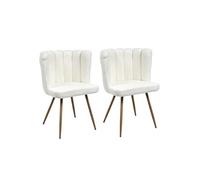 FJARD - Lot de 2 Fauteuils Blanc Tissu Bouclettes -