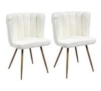 FJARD - Lot de 2 Fauteuils Blanc Tissu Bouclettes -