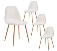AltoBuy FJARD - Lot de 4 Chaises Blanches Tissu Bouclettes