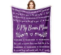 FJAUOQ Bonus Mom Couverture polaire Sherpa cadeau pour belle-mère pour la fête des mères de la part de sa belle-mère, cadeau de la part de son fils à ma maman en bonus - Violet - Anniversaire pour