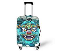 FJAUOQ Border Collie Housse de bagage de voyage lavable avec trous cassés pour amoureux des chiens pour femmes et filles, Danse du lion chinois, L(25-28 IN)