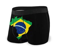 FJAUOQ Caleçon Homme Brésil Carte Drapeau Boxer Slips Confort Respirant sous-Vêtements Boxer Shorts avec Pochette