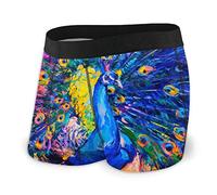 FJAUOQ Caleçon Homme coloré Paon Art Peinture caleçon caleçon Confort sous-vêtement Respirant caleçon avec Pochette