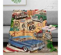 FJAUOQ Couverture douce et chaude à motif imprimé voiture rustique pour canapé, amérindien vintage restaurant, moto, pour l'hiver, 150 x 200 cm