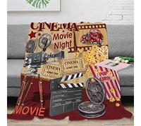FJAUOQ Couverture douce et chaude pour canapé sur le thème du film abstrait et pop-corn de cinéma - Couverture douce et chaude pour l'hiver - 150 x 200 cm