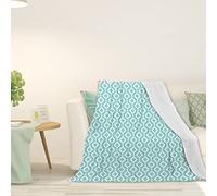 FJAUOQ Couverture lestée pour adulte, motif vagues abstraites et courbes, couverture de lit en flanelle confortable, couverture pelucheuse pour canapé-lit, bleu pâle et blanc, 152,4 x 127 cm