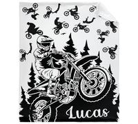 FJAUOQ Couverture personnalisée pour moto tout-terrain - Couverture super douce avec nom - Couverture super douce pour climatisation, cadeau de Noël, Thanksgiving, canapé, lit - 152,4 x 127 cm pour