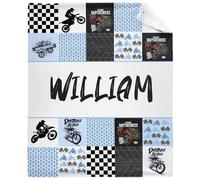 FJAUOQ Couverture personnalisée pour moto tout-terrain - Couverture super douce avec nom - Couverture super douce pour climatisation, cadeau de Noël, Thanksgiving, canapé, lit - 127 x 101,6 cm pour