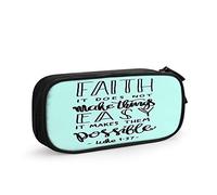 FJAUOQ Grande trousse à crayons avec citation de motivation Faith Does Not Make Things Easy It Makes Them Possible Word Pen Box Large Storage Bag Pouch School Stationary for Women Men, Multi-C554,