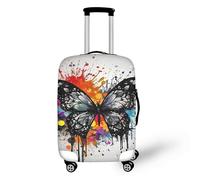 FJAUOQ Housse de bagage de voyage motif chien de montagne bernois, housse de bagage lavable avec trous cassés pour femmes et filles, Papillon Rainbow Splash, XL(29-32 IN)