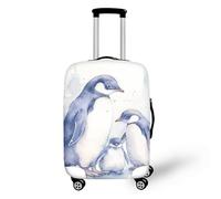 FJAUOQ Housse de bagage de voyage motif éléphant sauvage d'Afrique, housse de bagage lavable pour femmes et filles - Motif éléphant cassé - Aquarelle, Aquarelle Famille de pingouins, L(25-28 IN)