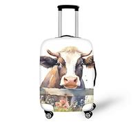 FJAUOQ Housse de bagage de voyage motif éléphant sauvage d'Afrique, housse de bagage lavable pour femmes et filles - Motif éléphant cassé - Aquarelle, Campagne de la ferme de vache, L(25-28 IN)