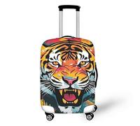 FJAUOQ Housse de bagage de voyage motif éléphant sauvage d'Afrique, housse de bagage lavable pour femmes et filles - Motif éléphant cassé - Aquarelle, Tigre rugissant féroce, S(18-21 IN)