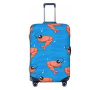 FJAUOQ Housse de protection lavable pour valise de voyage avec motif crevettes et dessins animés bleus pour bagages de 45,7 à 81,3 cm (valise non incluse), Comme indiqué sur la photo, XL