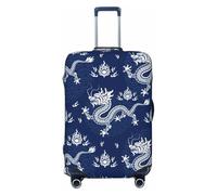 FJAUOQ Housse de protection lavable pour valises de 45,7 à 81,3 cm (valise non incluse) - Motif dragon chinois bleu marine, Comme indiqué sur la photo, S