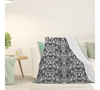 FJAUOQ Imprimé gothique, couverture en flanelle épaisse, motifs vintage, mariage victorien, couverture en fausse fourrure douce pour adultes, décoration pour canapé-lit, noir, 203,2 x 152,4 cm