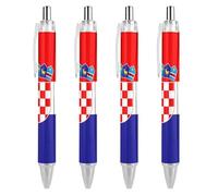 FJAUOQ Lot de 4 stylos à bille rétractables à encre bleue avec drapeau croate de la Croatie pour la maison et le bureau