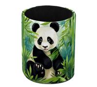 FJAUOQ Pot à crayons, panda et bambou pour bureau - Organiseur de crayons en cuir - Multifonctionnel - Fournitures de bureau pour la maison et l'école