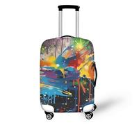 FJAUOQ Relief Art Housse de bagage de voyage motif tigre trous cassés Dessin à la main Housse de bagage lavable pour femmes et filles, Graffiti Rainbow Splash, M(22-24 IN)