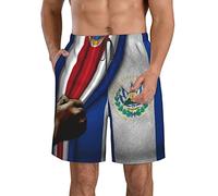 FJAUOQ Short de plage pour homme - Séchage rapide - Short athlétique d'été fin et respirant - Élastique réglable - M/L/XL/XXL/XXL, Drapeaux du Costa Rica et du Salvador, XXL