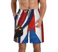 FJAUOQ Short de plage pour homme - Séchage rapide - Short athlétique d'été fin et respirant - Élastique réglable - M/L/XL/XXL/XXL, Drapeaux du Costa Rica et de Porto Rico, L