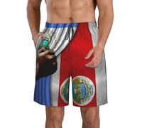 FJAUOQ Short de plage pour homme - Séchage rapide - Short athlétique d'été fin et respirant - Élastique réglable - M/L/XL/XXL/XXL, Drapeau du Nicaragua et du Costa Rica, 3XL