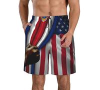 FJAUOQ Short de plage pour homme - Séchage rapide - Short athlétique d'été fin et respirant - Élastique réglable - M/L/XL/XXL/XXL, Drapeau américain du Costa Rica et des États-Unis, 3XL