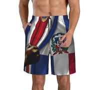 FJAUOQ Short de plage pour homme - Séchage rapide - Short athlétique d'été fin et respirant - Élastique réglable - M/L/XL/XXL/XXL, Drapeau du Costa Rica et de la République dominicaine, L