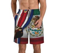 FJAUOQ Short de plage pour homme - Séchage rapide - Short athlétique d'été fin et respirant - Élastique réglable - M/L/XL/XXL/XXL, Drapeau mexicain du Costa Rica et du Mexique, 3XL