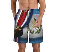 FJAUOQ Short de plage pour homme - Séchage rapide - Short athlétique d'été fin et respirant - Élastique réglable - M/L/XL/XXL/XXL, Drapeau du Costa Rica et du Guatemala, L