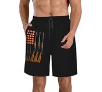 FJAUOQ Short de plage pour homme - Séchage rapide - Short athlétique d'été fin et respirant - Taille M/L/XL/XXL/XXL, Piège à drapeau américain, XL