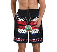 FJAUOQ Short de plage pour homme - Séchage rapide - Short athlétique d'été fin et respirant - Taille M/L/XL/XXL/XXL, Drapeau du Costa Rica papillon, L