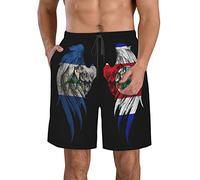 FJAUOQ Short de plage pour homme - Séchage rapide - Short athlétique d'été fin et respirant - Taille M/L/XL/XXL/XXL, Drapeaux des ailes du Nicaragua et du Costa Rica, XXL
