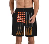 FJAUOQ Short de plage pour homme - Séchage rapide - Short athlétique d'été fin respirant réglable élastique - Taille M/L/XL/XXL/XXL, Piège à drapeau américain, L
