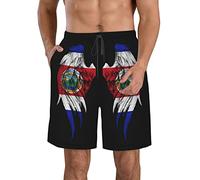 FJAUOQ Short de plage pour homme - Séchage rapide - Short athlétique d'été fin respirant réglable élastique - Taille M/L/XL/XXL/XXL, Drapeaux du Costa Rica des ailes, M