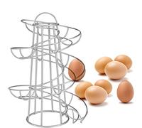 FJAUOQ Support De Rangement en Spirale pour œUfs De Cuisine en MéTal Distributeur D'œUfs en Spirale PréSentoir De Rangement en MéTal pour œUfs Bruts Durs,Argent