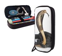 FJAUOQ Trousse à crayons Cobra Snake de grande capacité en cuir avec fermeture éclair pour organiseur de bureau, Noir , Taille unique, trousse à crayons