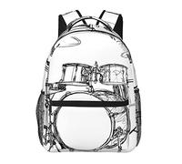 FJAUOQ Voyage sac à dos pour ordinateur portable musique batterie Kit Rock Jazz sacs à dos Durable sac à dos ordinateur portable sac cadeaux pour hommes femmes adultes