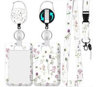 Fjdcslwx Bobine de porte-badge à motif de fleurs, porte-badge rétractable, pour médecin, infirmière, enseignant, bureau, étudiant