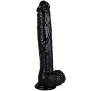 FJGHLBX Ġøđëmịché Waterproof Femme realiste Lifelike for Les Femmes en Silicone avec Une Forte Ventouse Chair Molle Ś-ëx ť-øyș/Black/31.5 cm