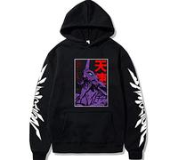 FJHYEEBN Pull à capuche pour homme Anime Neon Genesis Evangelion Eva Cosplay Asuka Langley Soryu Ayanami Rei, Noir , M