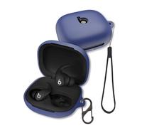 FJIASTB Coque de protection en silicone souple avec mousqueton et cordon pour écouteurs Beats Powerbeats Fit 2025 (Bleu)
