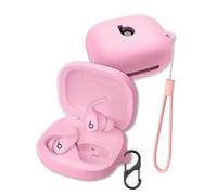 FJIASTB Coque de protection en silicone souple pour écouteurs Beats Powerbeats Fit 2025 avec mousqueton et cordon - Rose