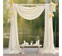 FJISD 300/600 * 75 CM 2 pièces Ivoire Mariage Arche Drapage Tissu Mousseline de Soie Arc Rideaux pour fête en Plein air décor de Mariage Chemin de Table Rideau Transparent