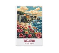 FJIWECWSQ Big Sur California Affiche de voyage vintage 20 x 30 cm