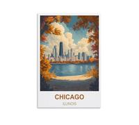 FJIWECWSQ Chicago Illinois Poster de voyage vintage 30 x 45 cm