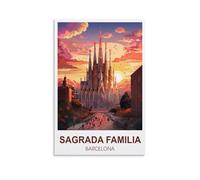 FJIWECWSQ Impression sur toile vintage Sagrada Familia Barcelone 30 x 45 cm