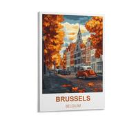 FJIWECWSQ Poster de voyage vintage Bruxelles Belgique 20 x 30 cm